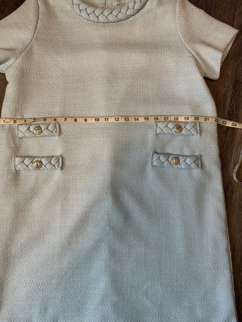 Retro-inspired Tweed Jackie Dress in Powder Blue XL - Picture 4 of 7